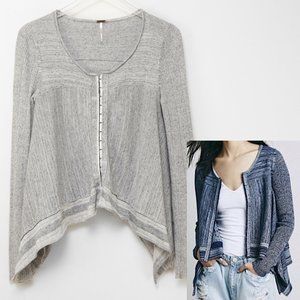 Free People Never Again Cardigan Hook Eye Closure Front Asymmetric Grey Small